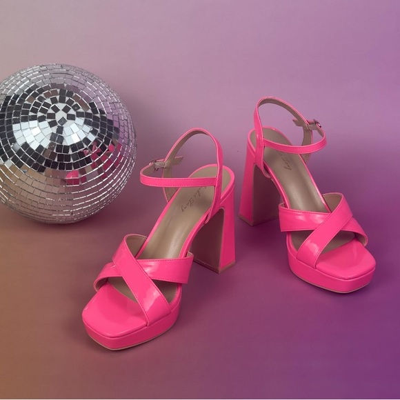 Elisabet Tang Chunky Platform Heeled Sandals for Women Sexy Square Toe Heels NWT - Picture 5 of 15